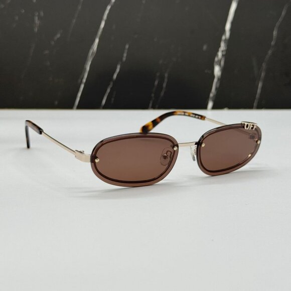 NEW OFF-WHITE OERI13M MIAMI 7664 SUNGLASSES UNISEX BROWN OVAL EYEWEAR main image 5